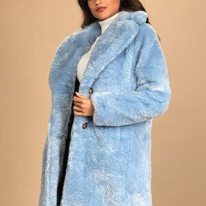 Blue Faux Fur Coat (Medium)